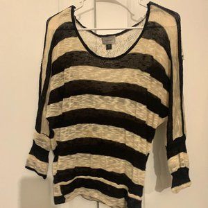 Shirt Top Blouse Knit Crochet Fall Stripes Lace